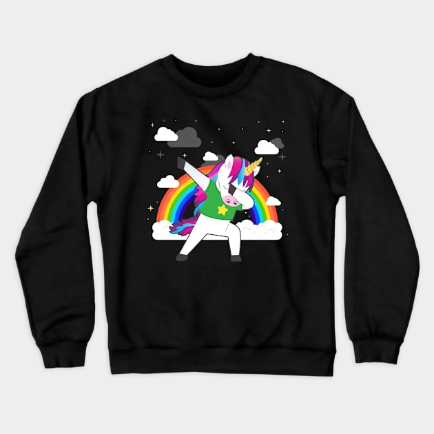 Dabbing Unicorn | Rainbow | Dance T-Shirt | Gift Idea Crewneck Sweatshirt by MerchMadness